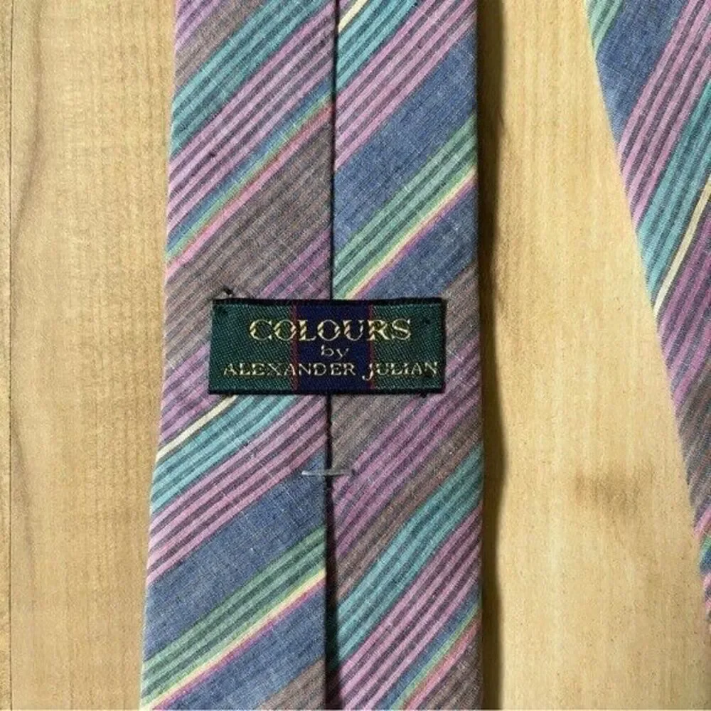 Vintage Tie Men's Pastel Preppy Pink Blue Coastal Wedding Southern Retro Beach